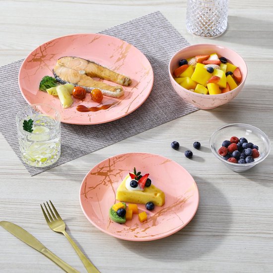 MÄSER Frühstücks-Geschirrset Ossia 12tlg Exotic Tearose Rosa Fruehstuecksset Steingut S0nah0xr