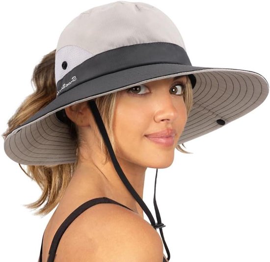 TOSKATOK® UPF 50 Unisex Safari Outback Australische Stijl Katoen Bush Hoed Met Brede Rand Afneembare Kinriem Drukknoppen Aan De Zijkant En Ventilatieopeningen Kaki M 672292522