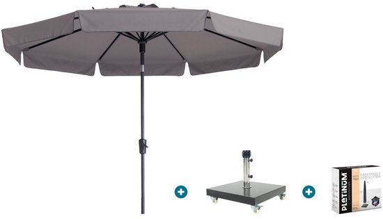 Parasol de Luxe Madison Flores Ø300 cm - Taupe avec base et housse Granada