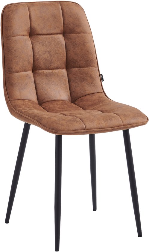 Colenis® - Ela Eetkamerstoel - Set Van 4 - Cognac - Microfiber Stof - Microvezel - Industrieel