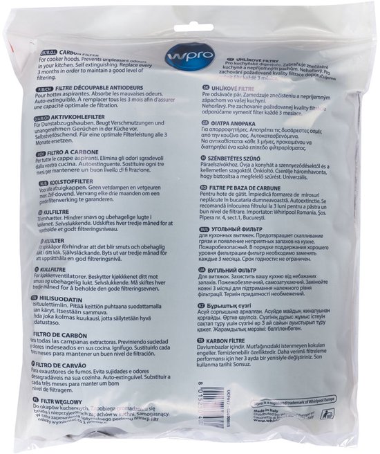 filtre à charbon 47x97cm (250 g / m�) 1er.