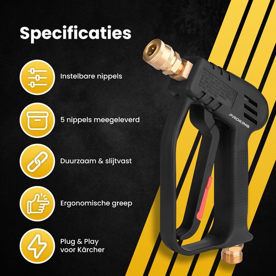 DANCINGBOAR High Pressure Sprayer Pistol, 5000PSI High Pressure Washer Short Gun Handle with 5 Sprayers, M22 14mm to Quick Connector for Karcher Hose Car Washing and Patio Cleaning