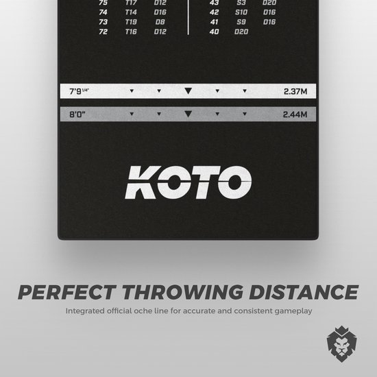 Tappeto Per Freccette KOTO Checkout Oche | 285x60cm Antiscivolo | Con Indicatore Punteggio | Protegge Pavimento - Foto 10