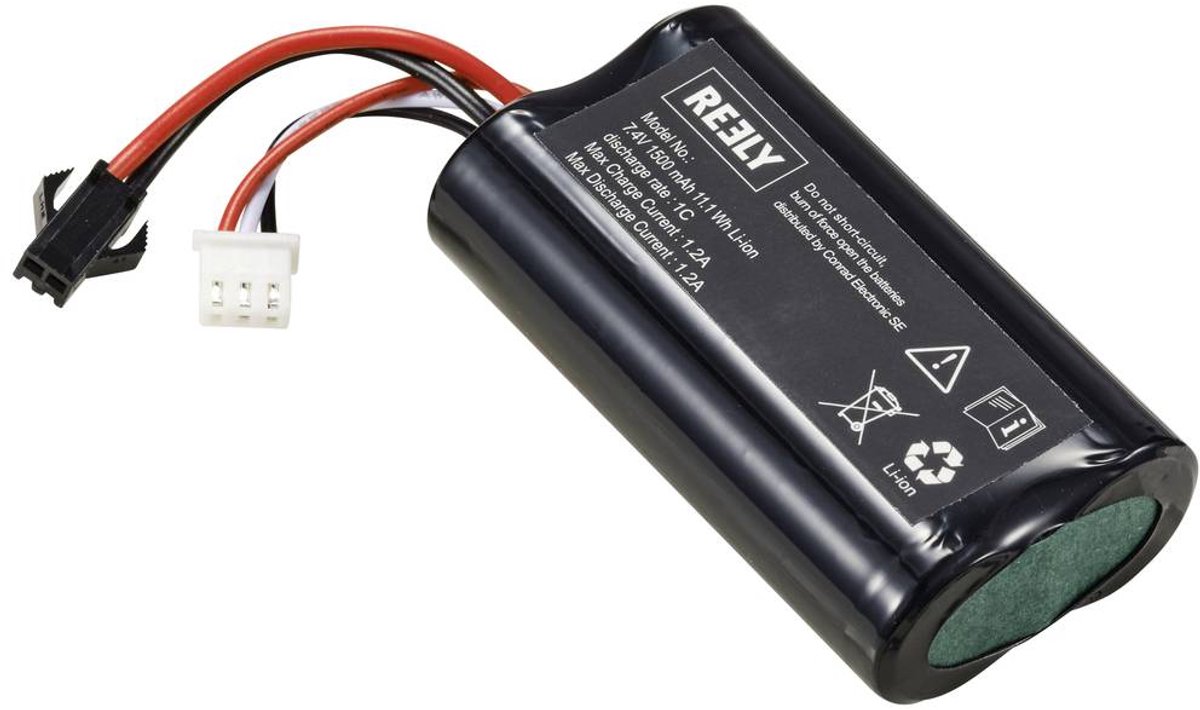 Reely Li-ion accupack 7.4 V 1500 mAh Aantal cellen: 2 Racingpack JST SM-2P