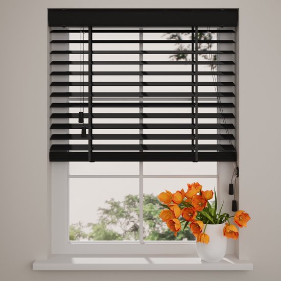 Store en bois Bamboe Easy 50 mm Noir 105 x 240