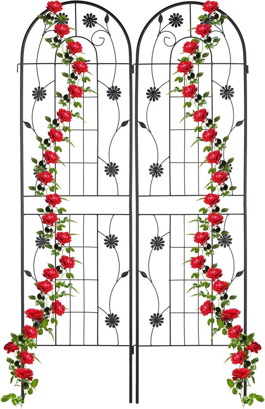 Relaxdays rozenboog metaal, 240 cm, plantensteun voor rozen en