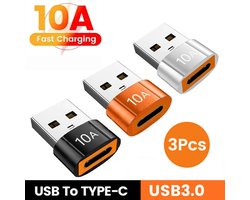 SecuFirst USB-A naar USB-C Adapter (set van 3-stuks)
