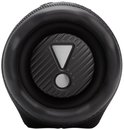 Vue de face de l'unité de haut-parleur ronde de la JBL Charge 6 noire.