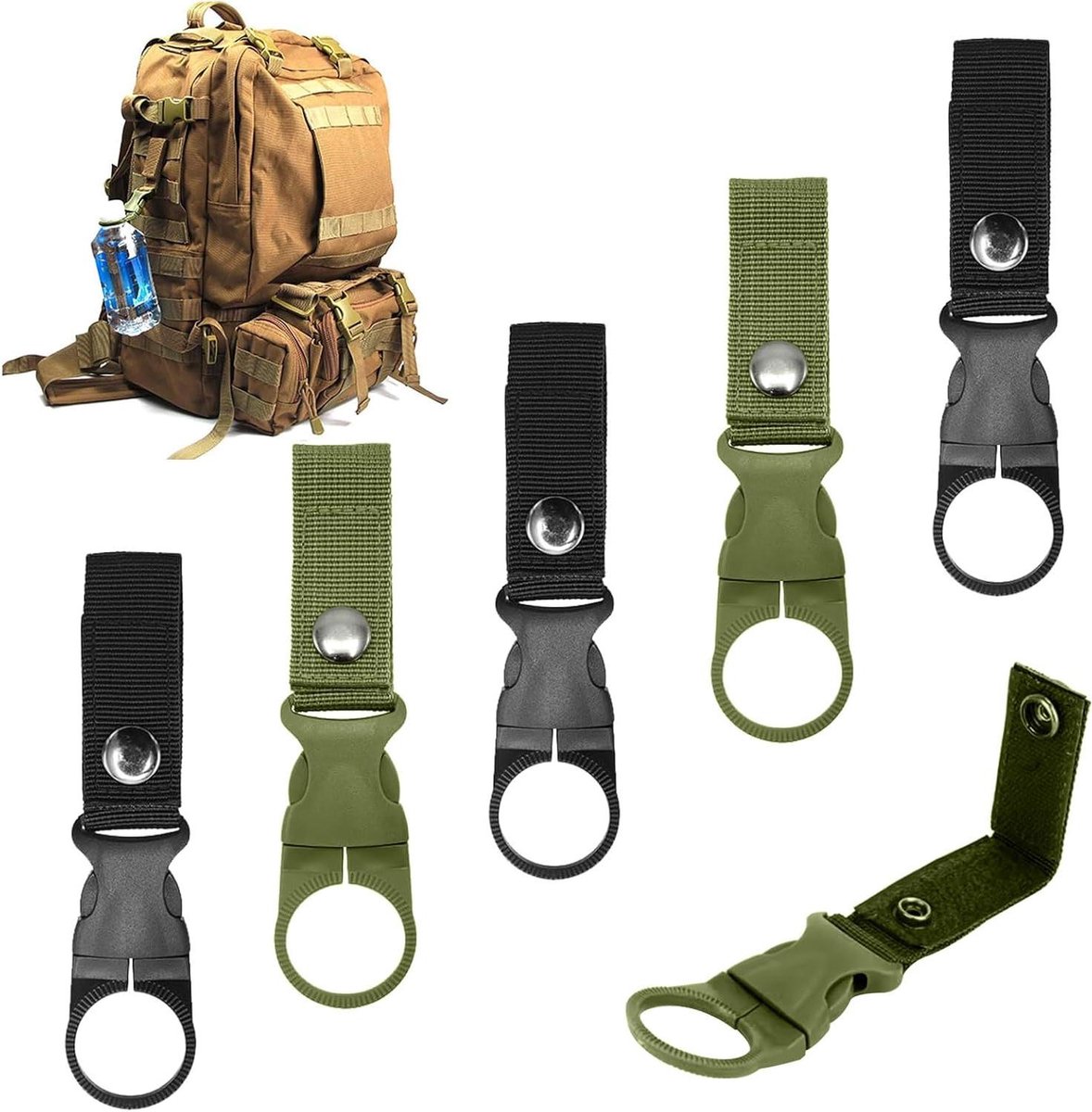 Allecto Plus - Waterfles Houder Nylon Riem Clips voor Wandelen en Vissen - Handige Flessenhouder voor Kamperen - Duurzame Waterflesgesp
