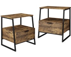 Vicco Lunor Nachtkastje – Set van 2 Eiken rustiek/zwart