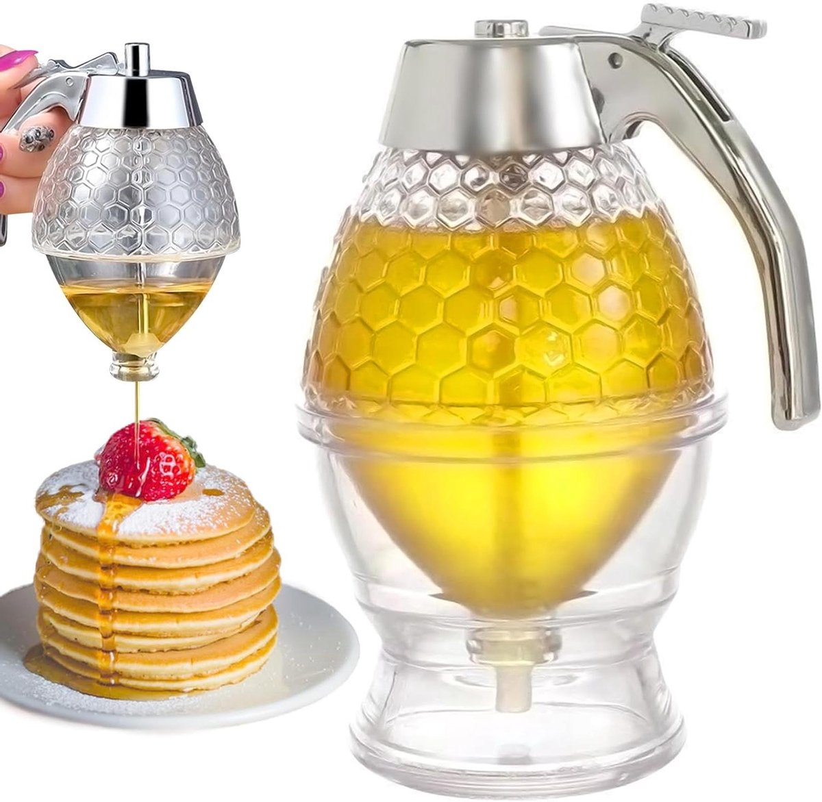 Inovra Plus - Honingdispenser met standaard en doseerder - 200 ml - voor keuken en thuisgebruik