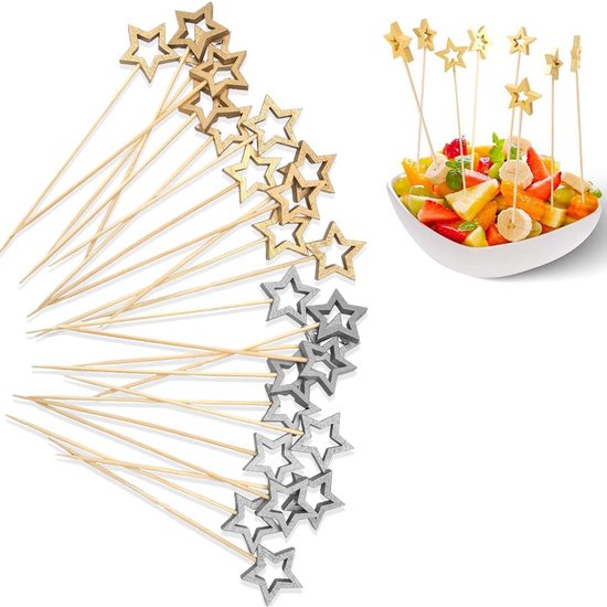 Catelves Cocktailprikkers 100 stuks houten spiesen hartjes fingerfood spijkers, witte hartjes cocktail spiesen houten tandenstokers 12 cm, fruitspiesen feestspiesen burger spiesen, cocktail