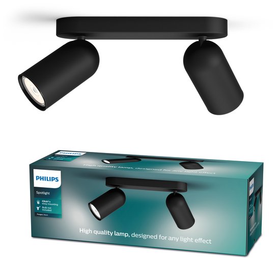 Philips Pongee opbouwspot - 2-lichts - zwart