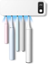 BHeadCat Tandenborstelhouder, Aan De Muur Gemonteerde Tandenborstelhouder Met Dubbele Automatische Tandpastadispenser Voor Kinderen En Volwassenen 6 Borstelsleuven 3 Magnetische Kopjes Grijs