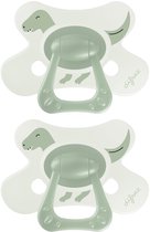 Difrax Fopspeen Natural - 18+ Maanden - Dino - Groen - 2 Stuks
