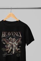 Oversized shirt - Heavenly Realm - Wurban Wear | T-shirt | Merk kleding | Unisex tshirt | Streetwear | Pump cover | Techno outfit | Merk shirt | Gym shirt | y2k | Techwear | Urban | Grote maten | T-shirt heren | T-shirt dames | Zwart