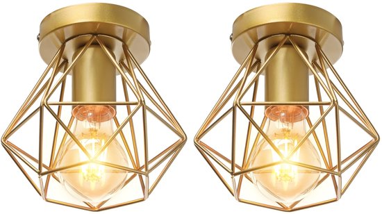 iDEGU Industriële wandlamp E27 hanglamp vintage ijzer en hout retro kooi design goud zwart verstelbare wandlamp voor woonkamer slaapkamer keuken hal (1 stuk