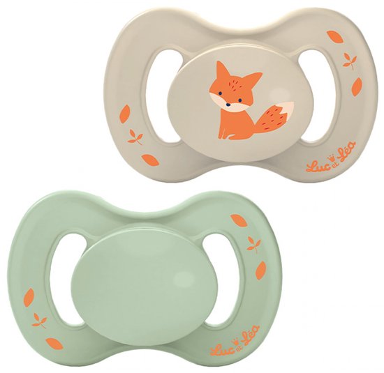 Luc et Léa Nature 2 Anatomische Fopspenen Extra-Fijn Tepel 18+ Maanden (Modellen : Mol Vos en Groen)