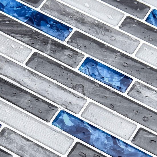VaryPaper 3D-tegelstickers, marineblauw, keukentegels, zelfklevend, 30