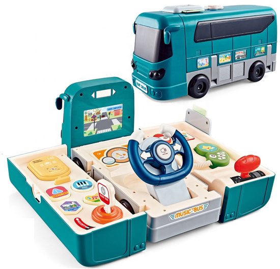 Blauwe speelgoed bus – licht en geluid – uitvouwbaar