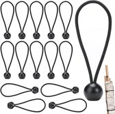 Allecto Plus - Tendeurs de tente - Set de 15 tendeurs courts à boule - 4 mm - Boucles élastiques - Boule en plastique - Caoutchouc de tension avec crochets pour voiles, tentes et filets