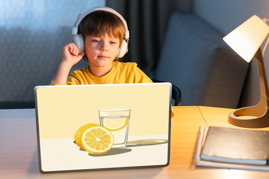 Laptop sticker - 14 inch - Glas - Citroenschijfjes - Geel - 32x5x23x5cm - Laptopstickers - Laptop skin - Cover