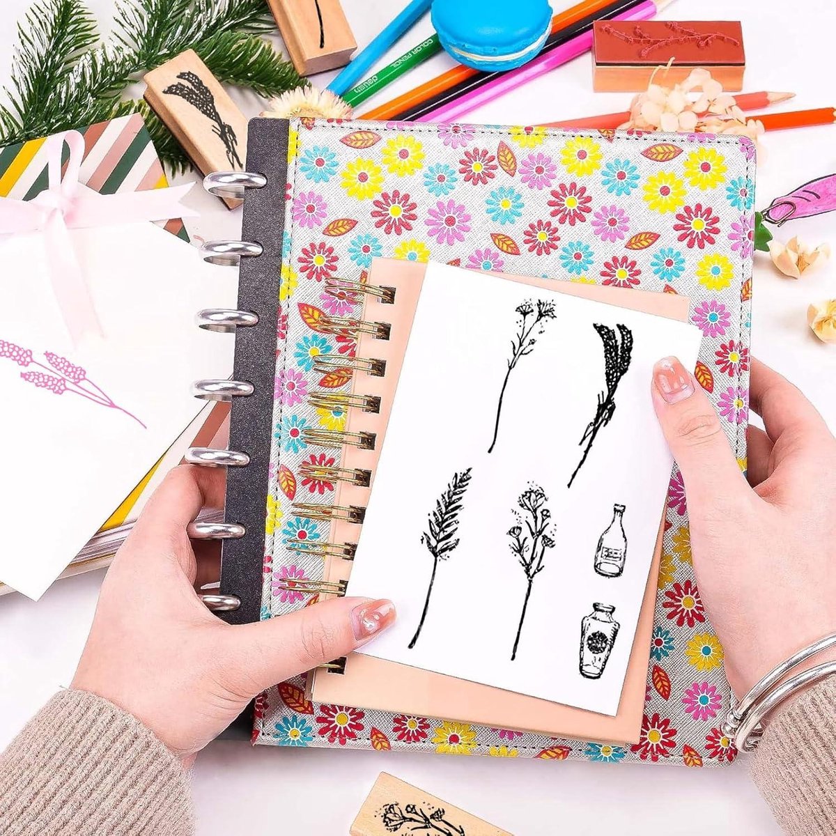 2 Vintage Stempels - Bloemen & meisje Figuur - nieuw! - Stempelen