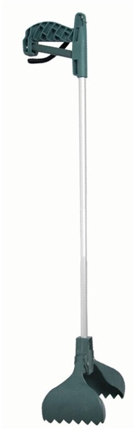Groene afvalgrijper van 74 cm met grijper en handvat.