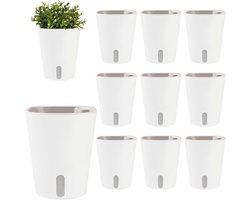 Zelfwaterende bloempotten - 10-delige set - geschikt voor kruiden en planten - kunststof