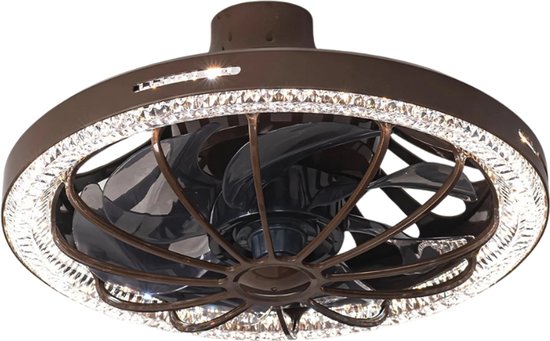 Plafondventilator met verlichting Livano 33cm stil energiezuinig modern design koffie kleur