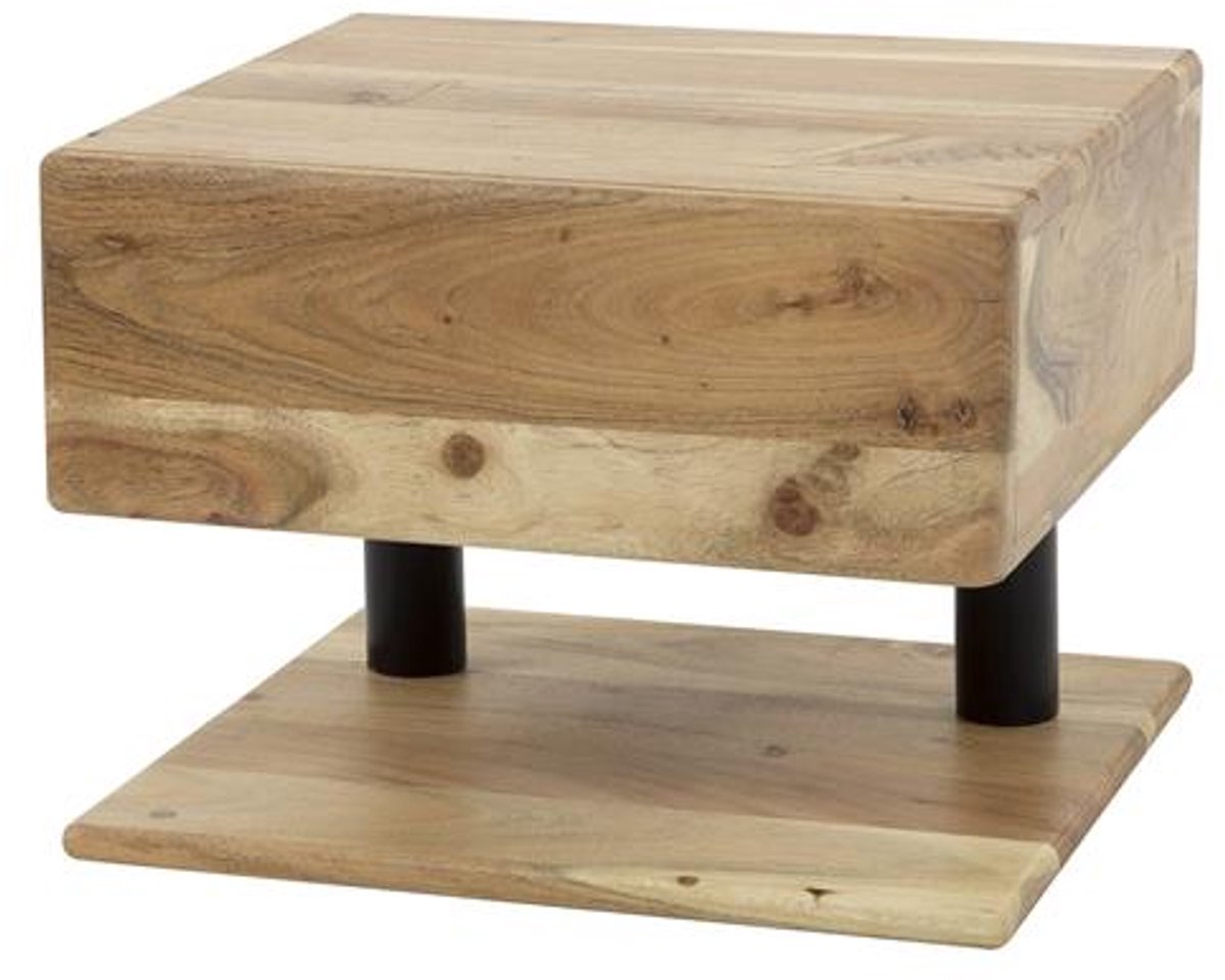 Luxe Nachtkastje Industrieel Hout met Lade (35 x 32 x 27 cm) - Houten Nachtkastje - Nachtkast Industrieel / Modern / Landelijk - Industrieel Nachtkastjes - Nachtkast - Nachtkastje Hout / Zwart - Bijzettafeltjes Woonkamer