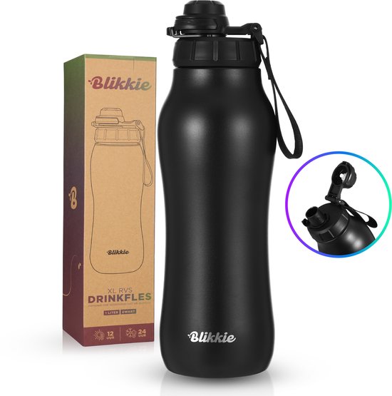 Drinkfles RVS 750ml - Waterfles met Rietje (3 Deksels) - Geïsoleerd | bol