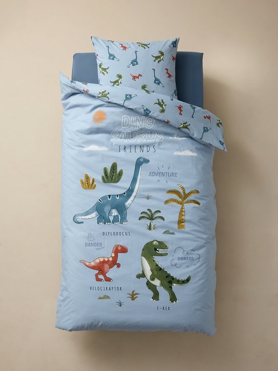 Vertbaudet Dekbedovertrekset + kussensloop kind met gerecycled katoen DINO FRIENDS