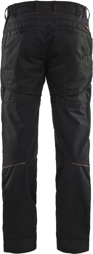 Blaklader 1456 Pantalon de travail de service Stretch Zwart/ Rouge