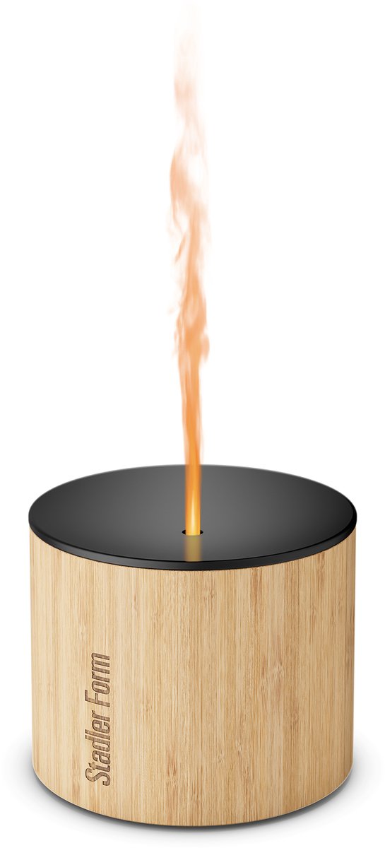 Stadler Form - Nora - Geurverspreider – Aluminium & Bamboe – Aroma Diffuser 90 ml – 18 u Netstroom / 7 u Draadloos – Flame Effect – Spatwaterdicht