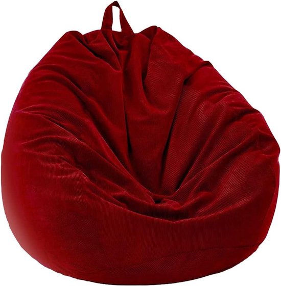 Smoakez - Comfortabele Chickwin zitzak corduroy voor volwassenen en kinderen - Binnen en buiten - Woonkamer - Grote zitzak - Rode wijn - 100 x 120 cm - Geen vulling