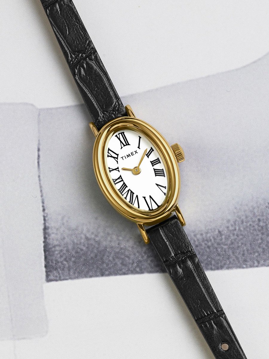 Timex Cavatina Kwarts Analoog Horloge Zwart En Goud Case: 100% Low Lead Brass | Armband: 100% Leather 19 mm TW2W78300AJ, TW2W78400AJ, TW2W78500AJ