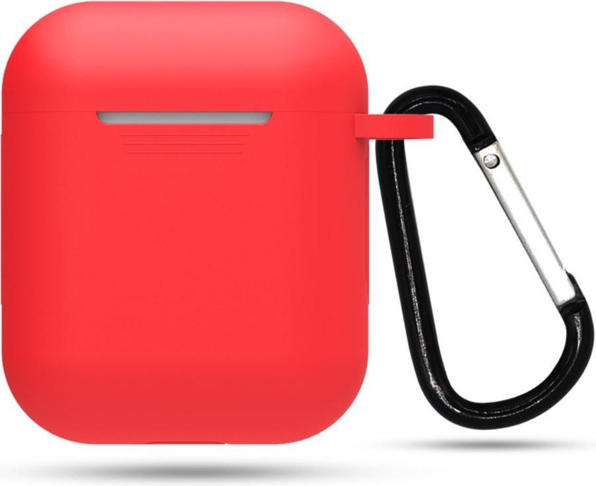 New Age Devi - Siliconen case geschikt voor airpods karabijnhaak rood - Unieke Bescherming voor AirPods