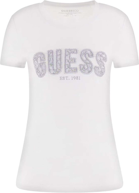 Guess Cn Ss Logo Kant T-Shirt - Streetwear - Vrouwen