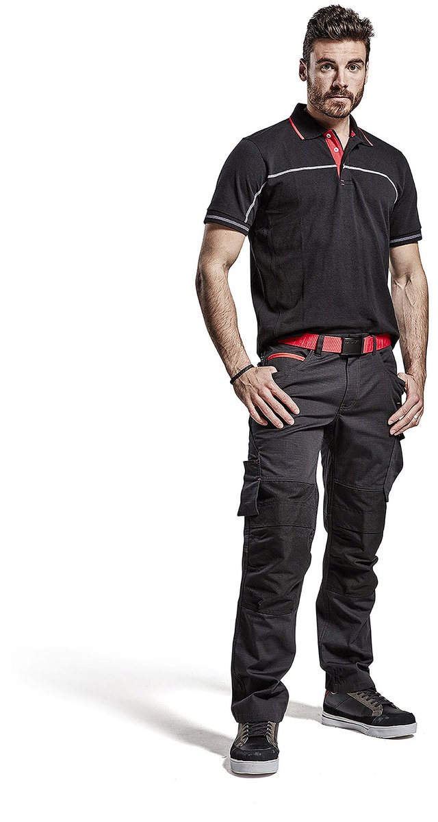 Blaklader Service werkbroek met stretch zonder spijkerzakken 1495-1330 - Zwart/Rood - C146