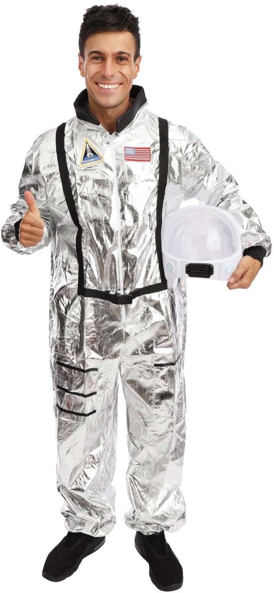 PTIT CLOWN - Zilveren astronautenkostuum voor mannen - S/M