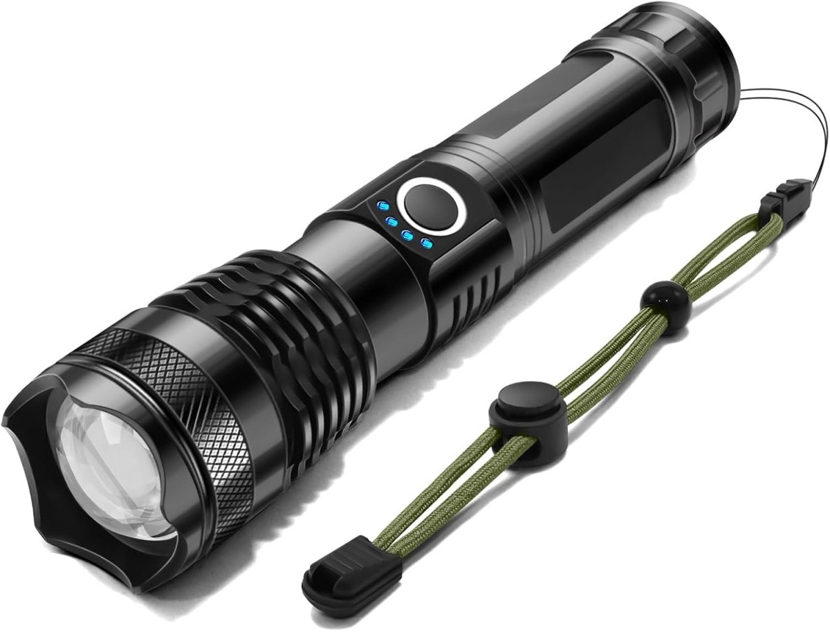 EXCITAT Superheldere LED-zaklamp - Zaklamp - 5 standen - IPX44 waterdicht - Oplaadbaar via USB - Ideaal voor kamperen, wandelen en buitenactiviteiten