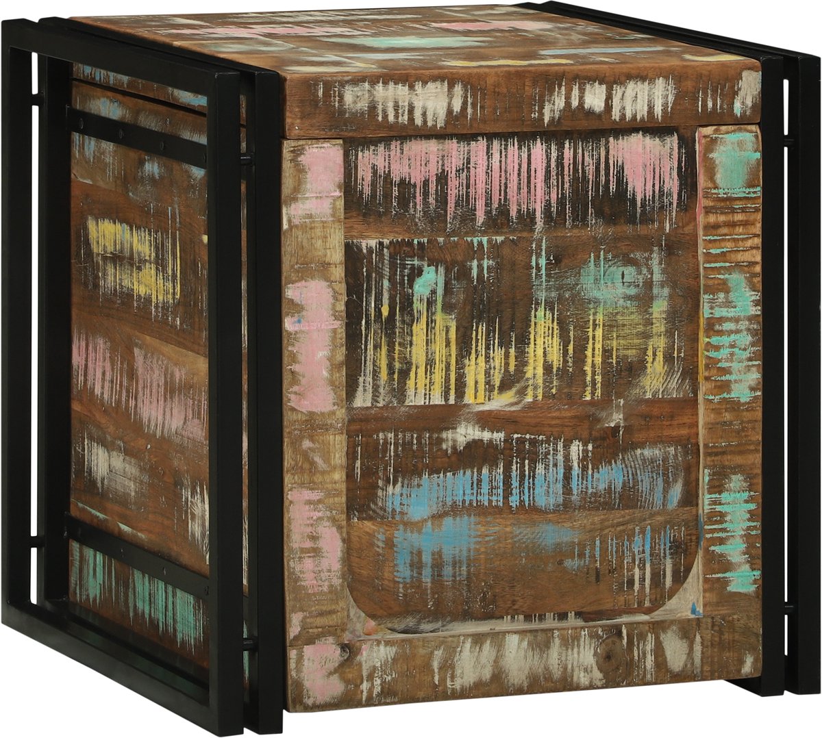 vidaXL - Opbergbox - met - opslag - 50 - x - 50 - x - 50 - cm - Massief - Gerecycleerd - Hout