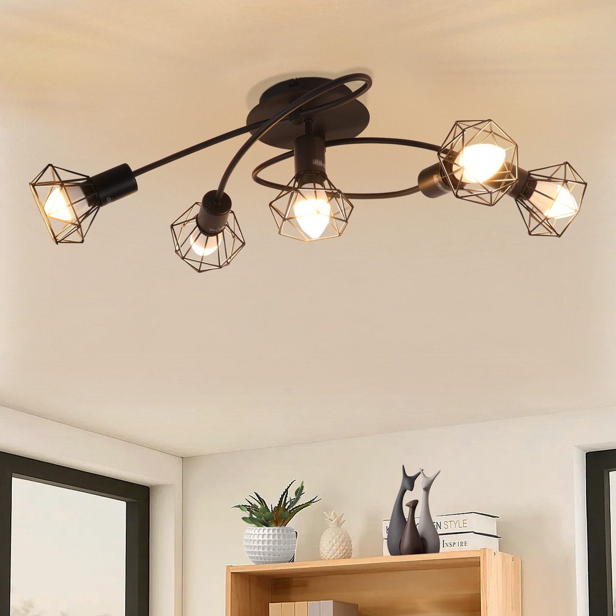NETTLIFE Opbouwspot - 5 lichts - E14 - Moderne Plafondspot | rond Spotje - L 610 mm - Zwar