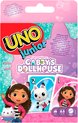 UNO Junior Gabby's Poppenhuis kaartspel verpakking met Gabby en Pandy Paws.
