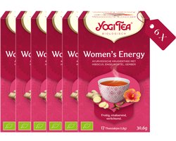 Yogi Tea Women's Energy - Biologische Kruidenthee met Hibiscus, Frambozenblad en Angelica voor Energie en Vitaliteit - Tray van 6 Stuks