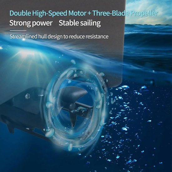 HauTour Bateau amorceur de 500 m avec télécommande, bateau amorceur de grande capacité de 2 kg avec entonnoir de charge, veilleuse LED, positionnement d' antennes et d'hélices, batterie de 5 200 mAh