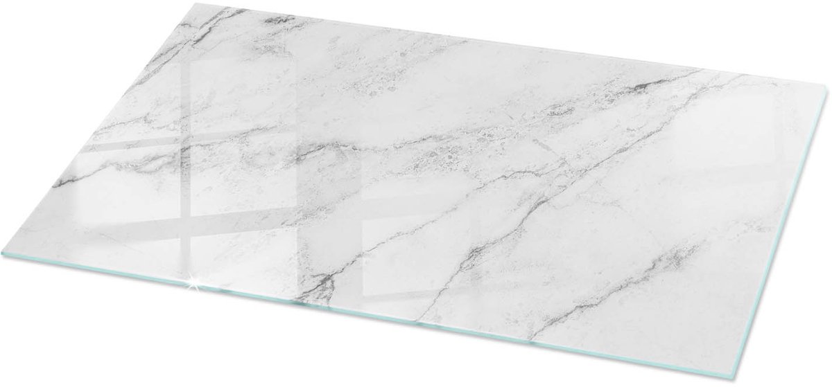 Tulup Tafelblad Glas - Marmeren Oppervlaktepatroon Veiligheidsglas - 120 cm x 60 cm - Wit Gehard Glas - Rechthoekig Tafelblad Glas - Gehard Glazen Tafelblad Voor de Eettafel in de Eetkamer - Glazen Plaat