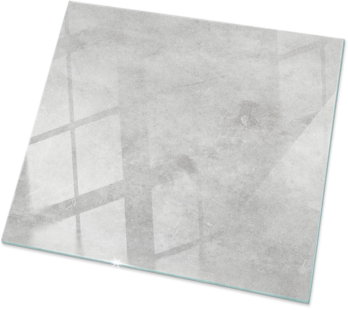 Tulup Tafelblad Glas - Betontextuur Met Scheuren Glazen Plaat - 60 cm x 60 cm - Grijs Glasplaat Tafel - Vierkant Tafelblad Glas - Glazen Tafelblad voor de Woonkamer - Gehard Glas