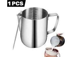 Set van 1 stuk - 350 ml/12 oz koffiekopje met Latte Art-pen - Gemaakt van roestvrij staal 304 - Met nauwkeurige metingen - Perfect voor het maken van cappuccino, espresso en professionele latte art